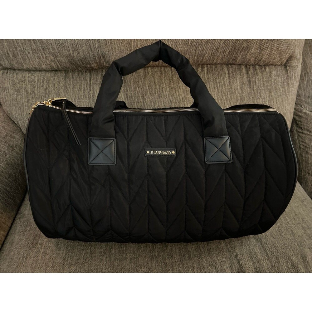 Joan & David Quilted Nylon Weekender Duffel Bag Black NWOT